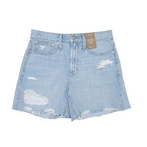 NEW Madewell Relaxed Mid-Length Denim Shorts Arnham Wash Destructed NF035 Sz 26